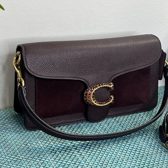 RARE Coach Oxblood Leather Suede Tabby 26 Pave Gem / Crystals - Picture 13 of 16